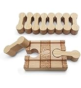 11 Pcs Deluxe Wooden Dog Bone Track Connector Pack - Wooden Train Connector Pieces Compatible wit...