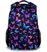 Butterfly Backpack for Kids Girls, 16" Cute Cartoon Backpack for School, Purple Large Capacity Bo...