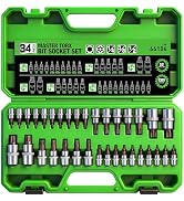 34-Piece Torx Bit Socket Set, Tamper Proof T6-T70, Solid Star Bits Set, Premium CR-V & S2 Alloy S...