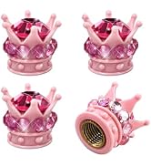 Gasedin 4 PCS Crown Tire Stem Valve Caps, Bling Rhinestone Crown Tire Copper Core Stem Valve Caps...