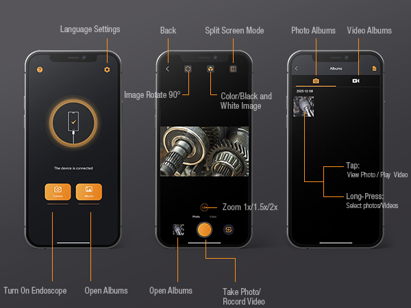 USB C Dual Lens Endoscope Camera with Light for iPhone iPad Android Fiber Optic Scope Cam