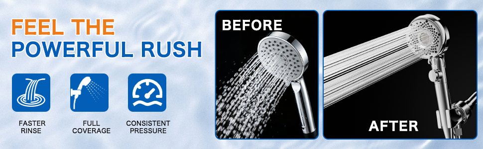 Experience an invigorating rush of powerful water instantly with our shower head high pressure.