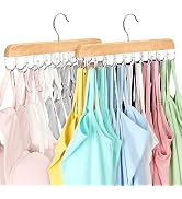 Bra Hanger for Closet, Tank Top Organizer 20 Hooks Capacity Foldable Wood Space Saving Hanger Clo...