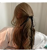 Silky Satin Bow Hair Ties Black Tassel Ribbon Hair Bows for Women Girls Toddlers Long Tail Bowkno...