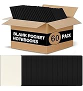 ZCZN 60 Pack Black Pocket Notebooks Bulk, 3.5 X 5.5 Inches Blank Paper Journaling Notebooks, 30 S...