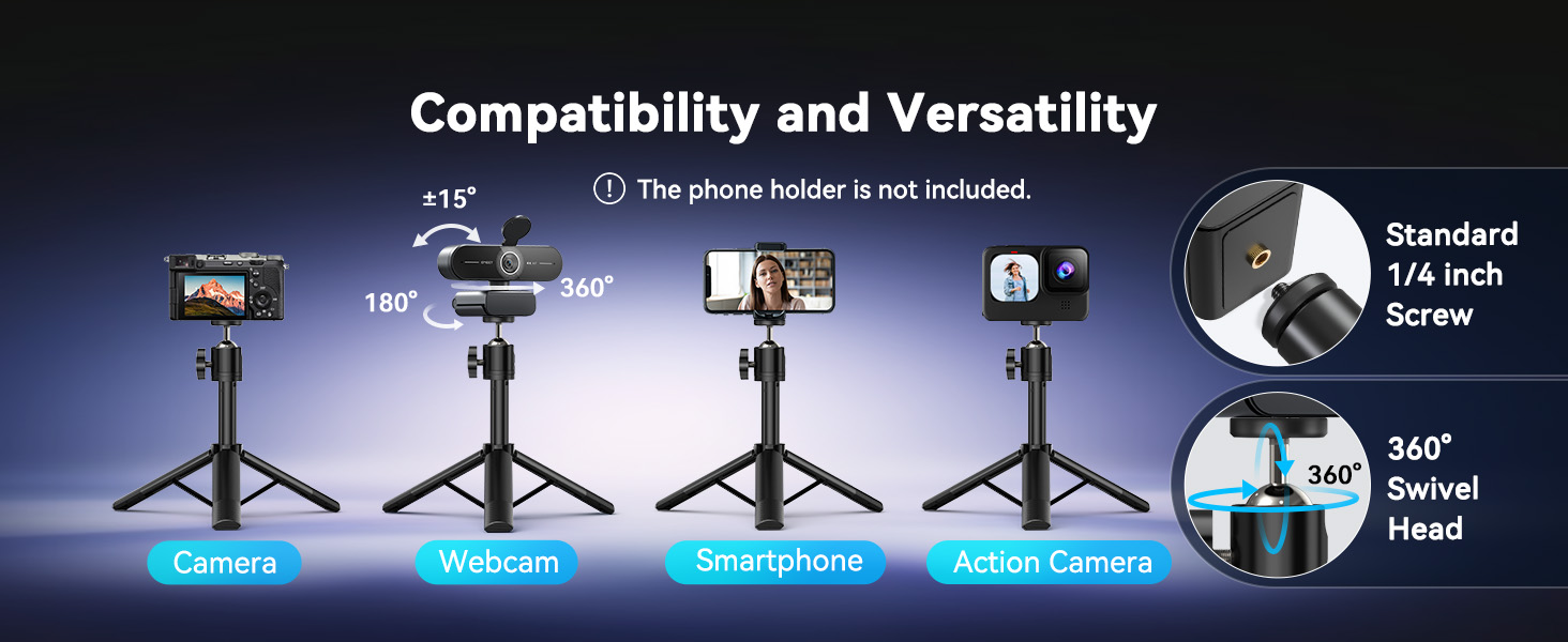 High Compatibility Tripod EMEET C60E 4K Webcam with Tripod
