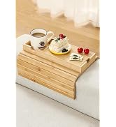 ROCDEER Sofa Arm Tray, Bamboo Large Couch Cup Holder with Hidden Storage | Sofa Armrest Tray Port...