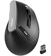 Uineer Ergonomic Vertical Wireless Mouse, 2.4G with USB Receiver, 2400 DPI Optical Sensor, 4 Adju...
