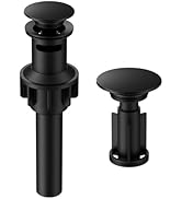 Bathroom Sink Drain with Overflow, Hurran Matte Black Bathroom Sink Stopper for Bathroom Vanity V...