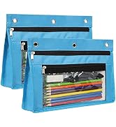 YoeeJob 1inch Expandable Pencil Pouch for 3 Ring Binder, 2 Pack Large Capacity Pencil Pouch with ...