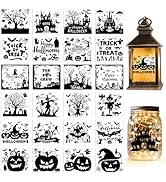 gisgfim 24 Pieces Halloween Silhouettes Jar Decals Rub on Transfer Stickers for Crafts Halloween ...