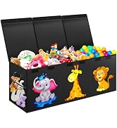 Mabahoo Extra Large Toy Box, Collapsible Toy Storage Organizer with Lids, Cute Animals Toybox for...