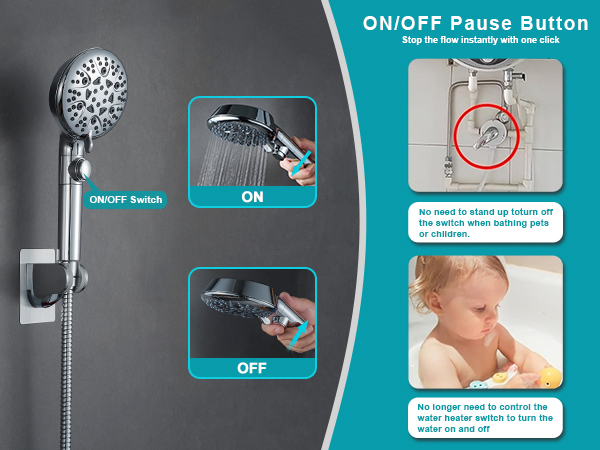 handheld shower with on off switch