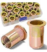 Vifmy 1/2''-13 UNC Rivet Nut, 19Pcs Zinc Plated Finish Carbon Steel Flat Head Threaded Insert Nut...