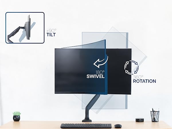 Pneumatic Single Monitor Desk Mount