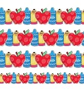 Whaline Back to School Bulletin Board Border Pencil Apples Crayon Die Cut Trim Border Roll for Fi...