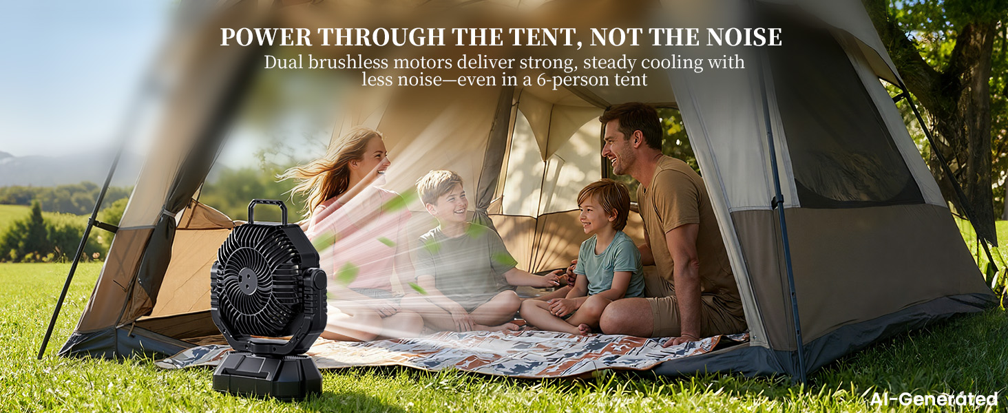 Dual motor camping fans for tents deliver strong, quiet cooling, even in a 6-person tent