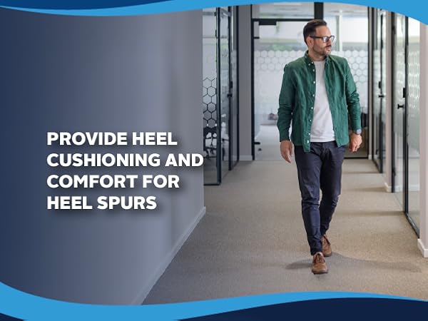 Provide heel cushioning and comfort for heel spurs