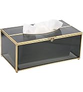 Sumnacon Rectangular Glass Tissue Box Cover - Decorative Gold Tissue Box Holder, Stylish Facial T...