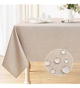 Smiry Rectangle Table Cloth Linen Textured, Waterproof Spillproof Anti-Wrinkle Burlap Tablecloth,...