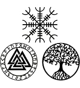 VALHALLA 3pc Viking Decor 15” Metal Wall Art | Viking Compass, Valknut, Tree of Life|Nordic Mytho...