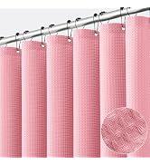 MIULEE Extra Long Waffle Weave Shower Curtain 84 Inch Long with 12 Metal Hooks Modern Washable He...