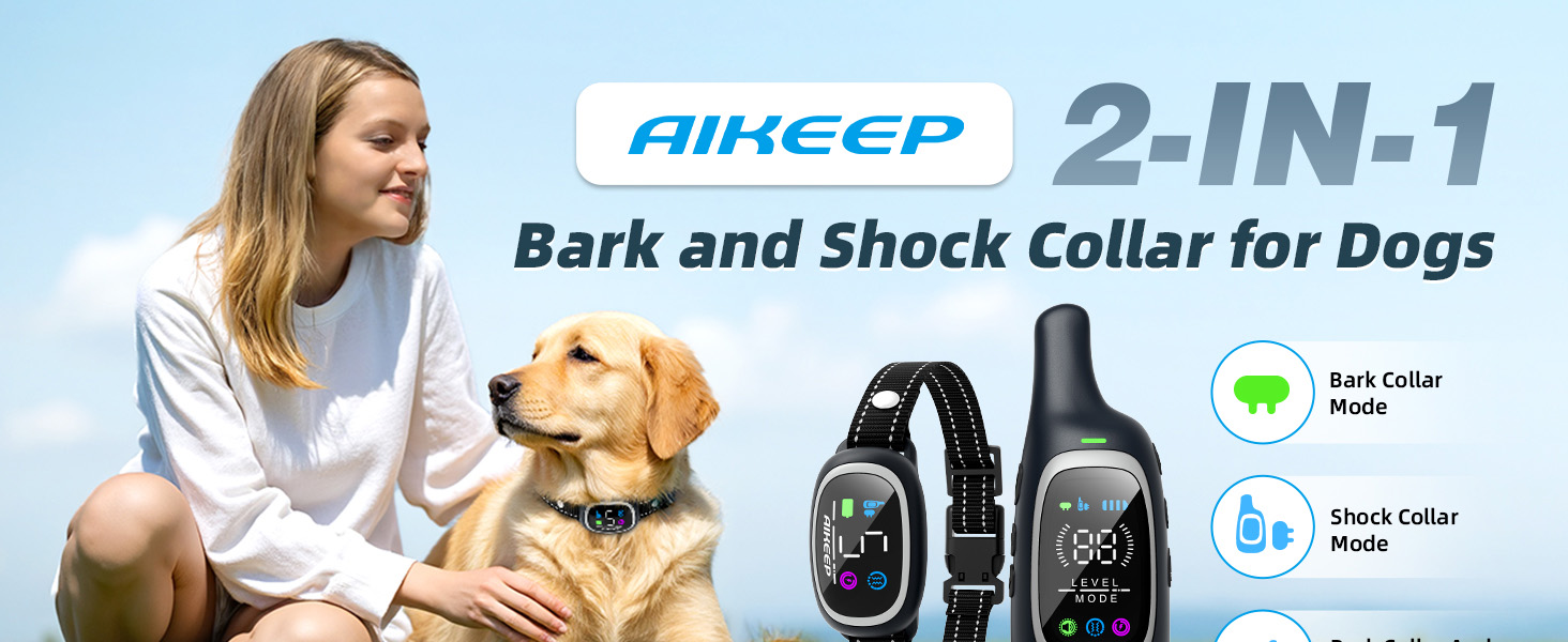 AIKEEP 2 in 1 Bark and Shock Collar for Dogs