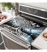 HOMETITUTE Tree Butterfly Stove Top Cover for Electric Stove Diatomite Dish Drying Mat Floral Emb...