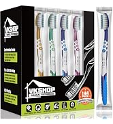 VKshop 144 Bulk Disposable Toothbrushes, Individually Wrapped Toothbrush, Medium Soft Bristle Too...