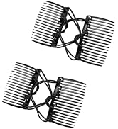 2Pcs Black Adjustable Magic Hair Clip Combs,Stretchy Double Comb Hair Clip,No Crease Hair Pins Do...