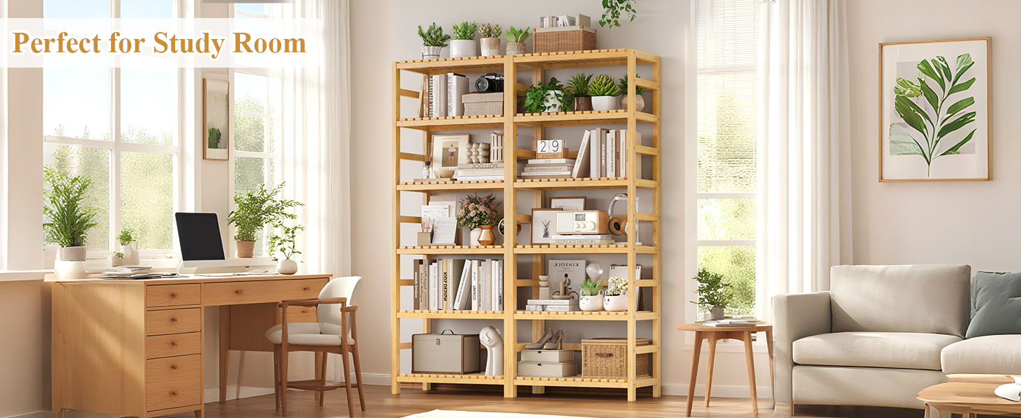 FOTOSOK 6-Tier Bamboo Shelf