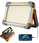 150W Solar Rechargeable Work Light, 180 LED 10000LM Portable Flood Light, IP65 Waterproof 3 Modes...