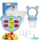 WAJIAYON Baby Breastmilk Popsicle Molds & Baby Fruit Feeder (2 Pack), Baby Food Freezer Tray Stor...