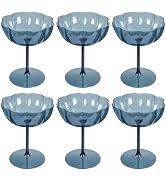 Ciaell 12PCS Plastic Martini Glasses - 10 Oz Blue Elegant Disposable Cocktail Glasses for Champag...