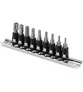 MIXPOWER 9 Pieces 1/4" Drive Torx Bit Socket Set, Tamper-Proof Torx Bit Sockets, CR-V Sockets & S...