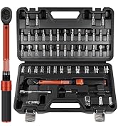 GIREORAN 50PCS Bike Torque Wrench Set, 1/4 Inch Torque Wrench(1~25 Nm/8.9~221.3 in-lb), 72-Tooth ...