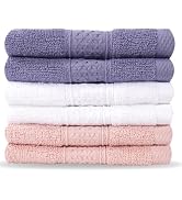 INFICRIME 6 Pack 100% Cotton Wash Cloth, 13x13 Inch Highly Absorbent and Soft Feel Fingertip Towe...