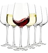 YARYOUNG 15oz Wine Glasses Set of 6, Thickened Stemmed Glasses for Red/White Wine, Heavy Base Cle...
