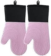 Oven Mitts Silicone Oven Mitts - Tayfeim Purple Oven Mitts Heat Resistant 500F Oven Mitt Set Non-...