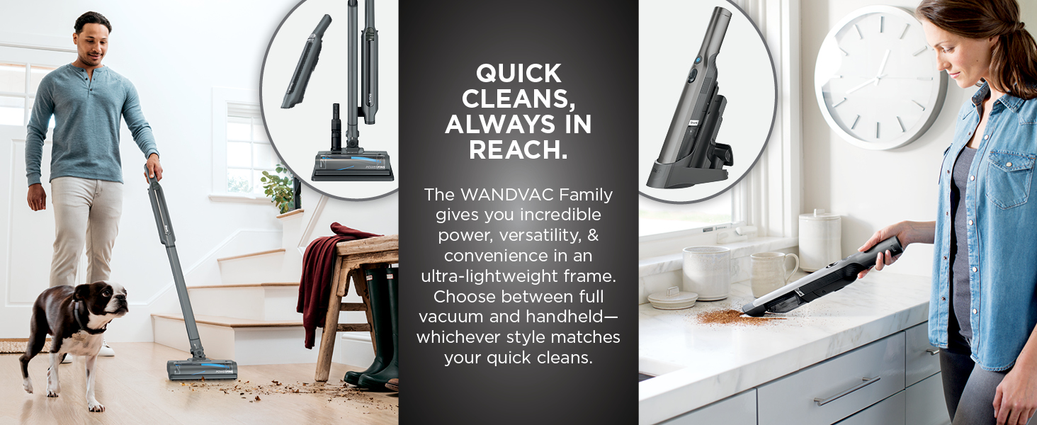 showing the system and the handvac with easy clean modes