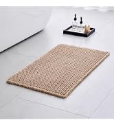 Ruggnovea Waffle Bath Mat Non Slip Washable 32x20, Super Absorbent Quick Dry Boho Bathroom Rugs w...