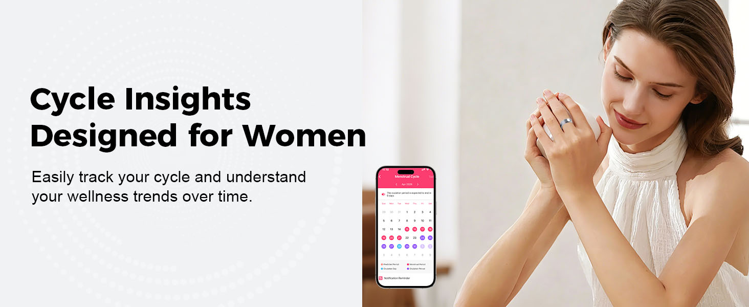 Smart ring technology helps track cycle insights, wellness trends and personal health data.