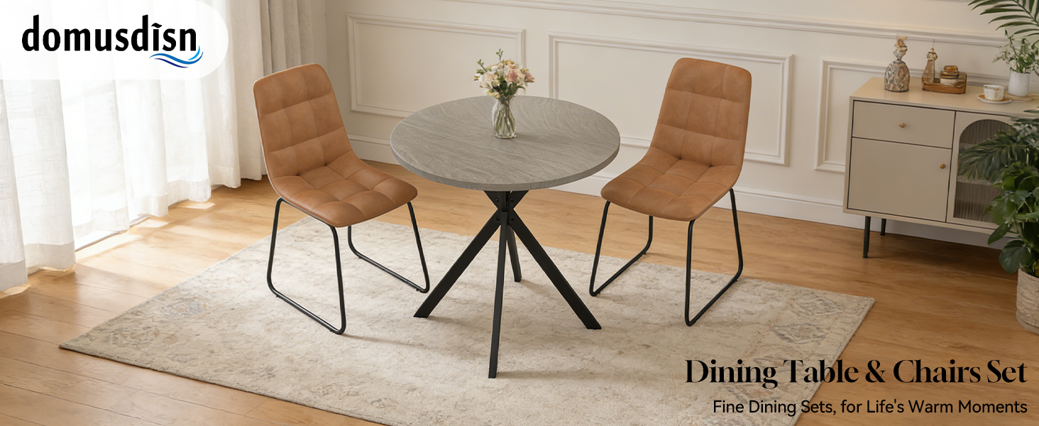 Round Dining Table Chairs Set for 2