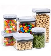 MiraFure 6 Pcs POP Container Set, Airtight Food Storage with Lids, Push Button Seal BPA-Free Set ...