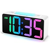 DreamSky Small Digital Alarm Clock with Night Light for Kids Bedroom, RGB Desk Clock with Large N...
