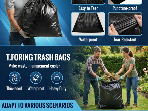 8 Gallon Trash Bags Heavy Duty - 30 Liters Black Garbage Bags Medium Leakproof and Unscented