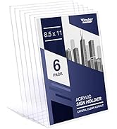 Slant Back Acrylic Sign Holder 8.5 x 11, Acrylic Stands for Display, Portrait Ad Frames, Flyer Ho...