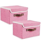 Lucky Monet 2 Pack Linen Fabric Foldable Storage Bin Set Collapsible Storage Box Cube Closet Orga...