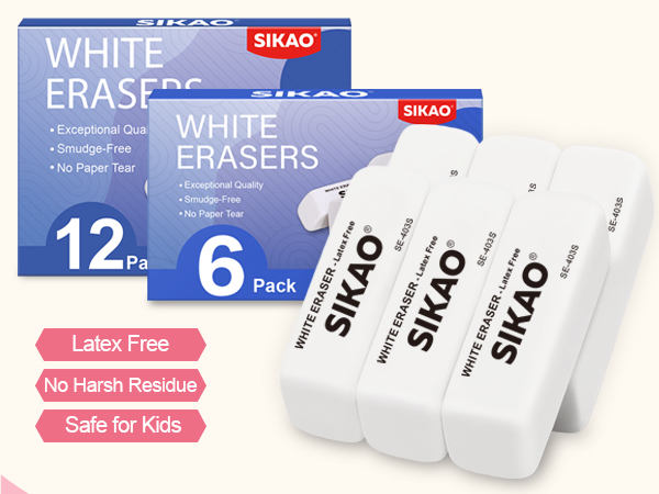 03 Sikao Pencil Erasers for Kids -403S WHITE APPA+