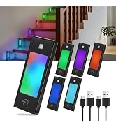 V4light RGB Motion Sensor Night Light, 6-Color Rechargeable Stair Lights, Magnetic Stick-On LED B...